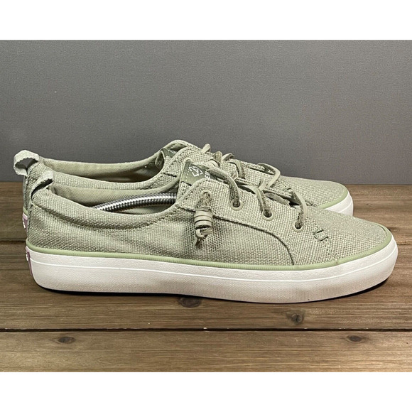 Sperry Women's Crest Vibe Baja Sneakers Size 9 Light Green Canvas - Picture 6 of 15